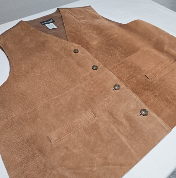 Sag Harbor Jackets & Blazers - Vintage 90s Suede Leather Womens Western Boho Vest Festival Cabincore 2x